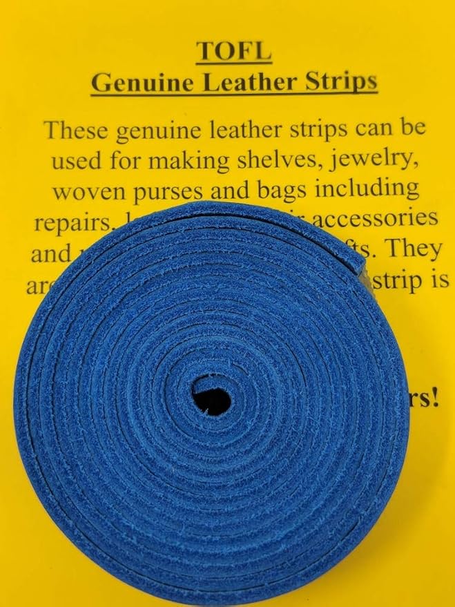 TOFL Genuine Leather Strap | Top Grain Cowhide Strip – Sky Blue | 72" L x 5/8" W x 1/16" Thick | Suede Backing | Leather Craft Supplies | Leatherworking & DIY Repair Projects | 4-5 oz