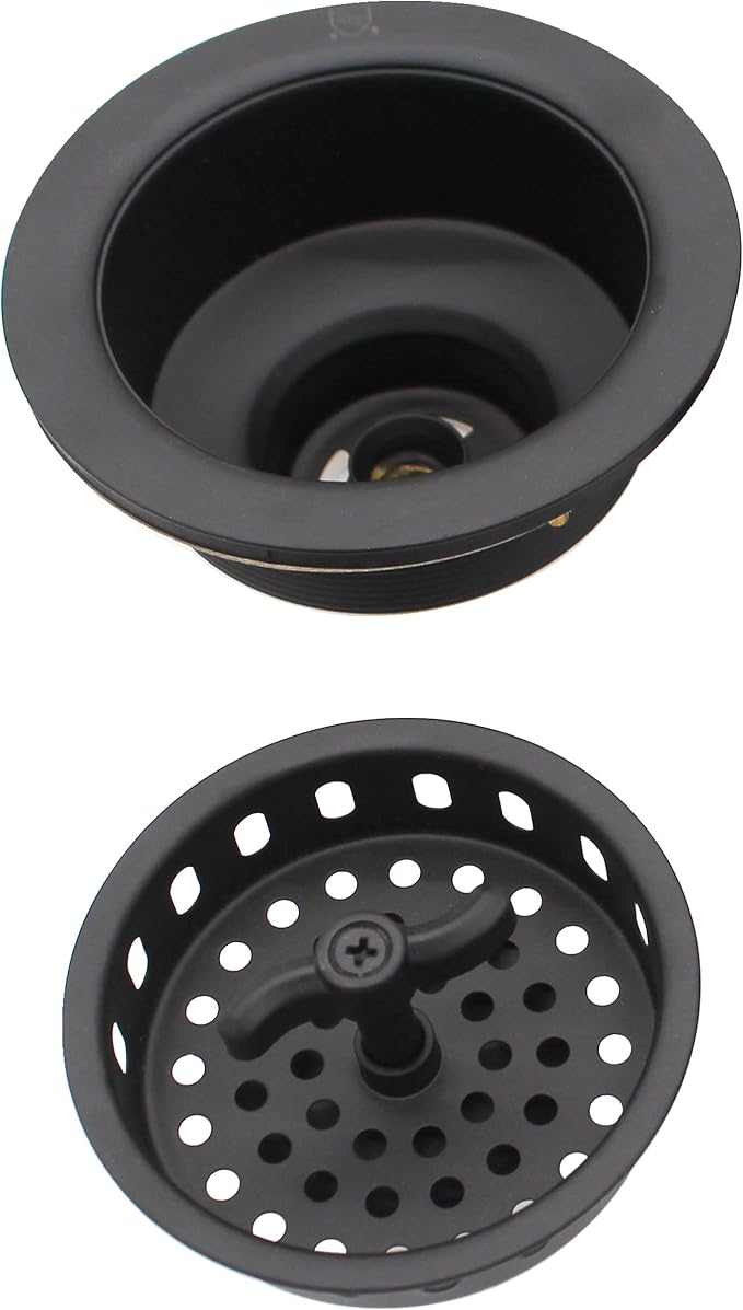 Westbrass A213-62 3-1/2" Wing Nut Twist Style Large Kitchen Sink Basket Strainer, Matte Black
