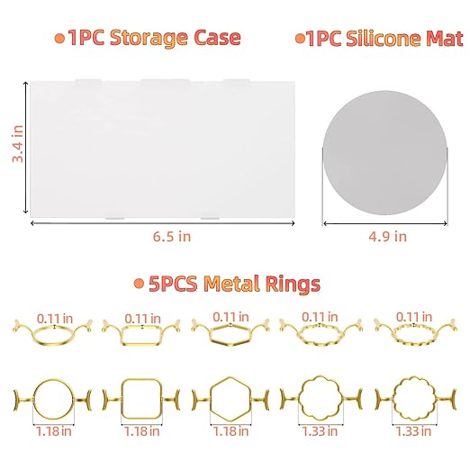 5PCS Metal Wax Seal Molds for 1 Inch Stamp, Rings Set with 1PC Silicone Mat, Sealing Kit
