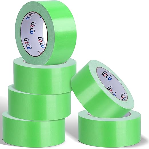 6 Pack Green Duct Tape Bulk Heavy Duty,1.88 Inches x 30 Yards,Strong Industrial Strength,Flexible,No Residue,Waterproof and Tear by Hand,Multi-Use for Indoor & Outdoor Repairs