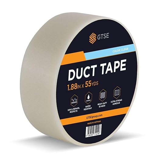 GTSE Clear Duct Tape, 2 Inches x 55 Yards (164 ft), Heavy Duty, Waterproof Repair Tape for Indoor or Outdoor Use, 1 Roll