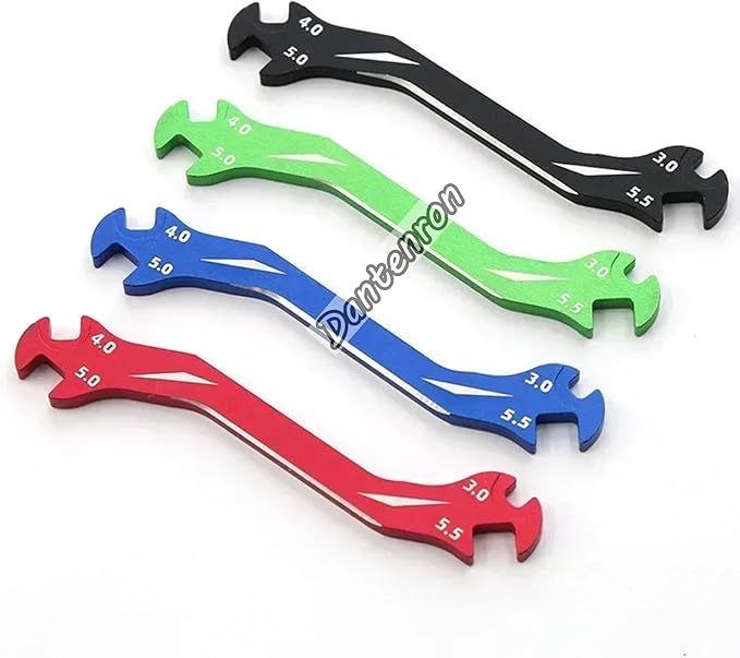RC Multi-Function Wrench Turnbuckle Nut Ball Joint Remover 3mm 4mm 5mm 5.5mm Universal Repair Tool Aluminum Alloy for 1/10 1/8 1/24 Crawler Truck Off Road Car Boat Drone Airplane (Green)