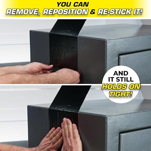 Flex Duct Tape, Super Wide, 7.5 Inches x 20 Feet, Black, Heavy Duty Strong, Multi-Surface, Water, Weather and UV Resistant, Tearable, Perfect for Boxes, No Residue
