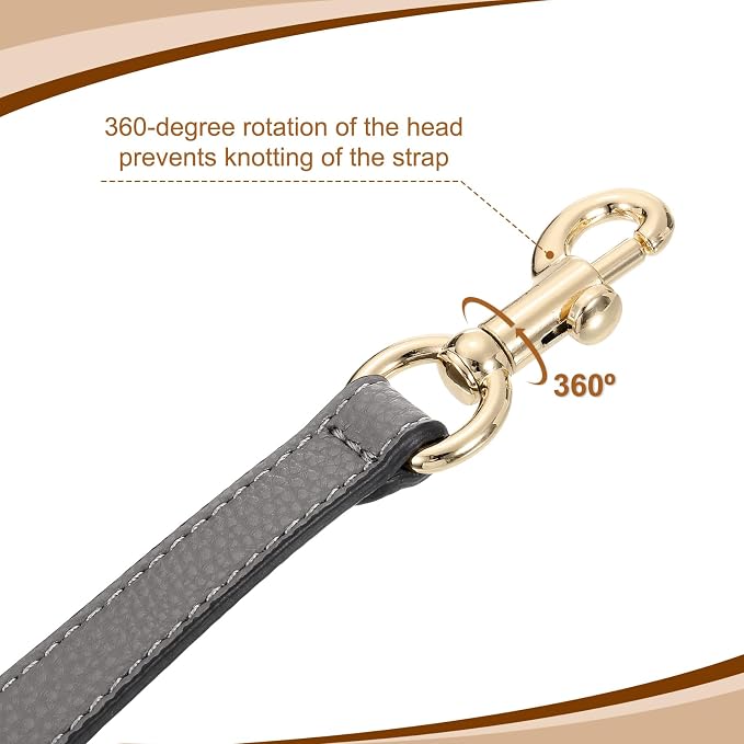 uxcell 25.59 Inch PU Leather Short Bag Strap with Clasp, Purse Handles Handbags Replacement Straps for Clutch Bag Underarm Bags, Grey, Gold Buckle