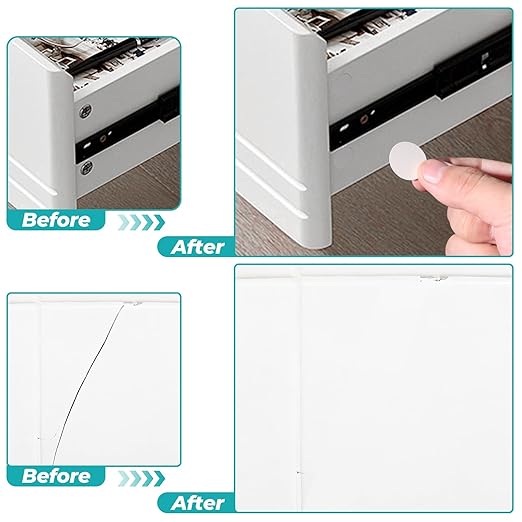 290Pcs White Self-Adhesive Screw Hole Cover Stickers, 3 Sizes (12/15/21mm) for Wood Cabinets, Drawers, Wardrobes & Tables + 20m Vinyl Repair Tape for Tile, Wall & Vinyl Siding Cracks