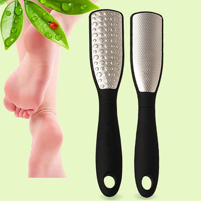 JISTL Foot File Double Side Professional Stainless Steel Foot Scraper Tool, Foot Rasp Eliminate Feet Cracked Dead Thick Dry Hard Skin (Black)