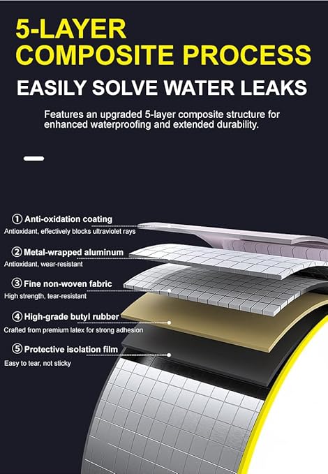 Butyl Waterproof Tape, 4" x 16' Aluminum Foil Sealant Tape for Leak-Proof Patching of Windows, Glass, Boats, Pipes，RV Roof & EPDM Roofs – Silver