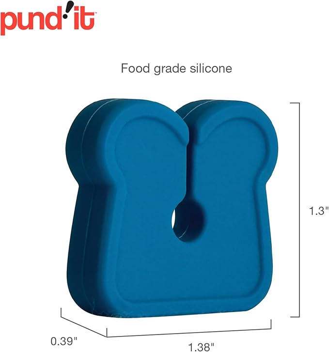 Pund'it Loaf Lock Bread Clips, Set of 2 Silicone Bagel Bag Clips, Navy