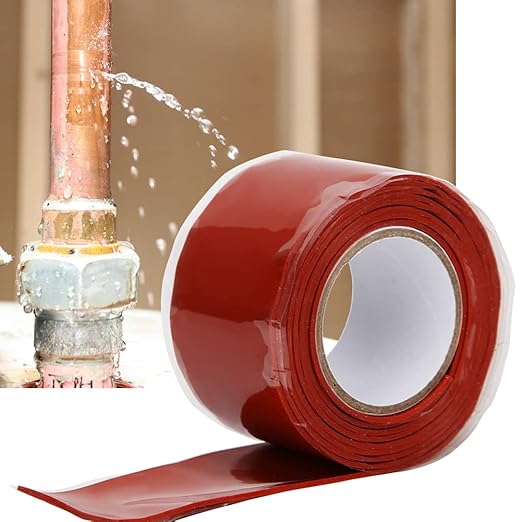 Tape, Pipe Repairing Supplies, Home Pipe & Pipeline Repairing Solution with Strong Stickiness for Quick Sealing, Suitable for PVC, PPR, Metal, Iron Casting, Hard Pl (Red)