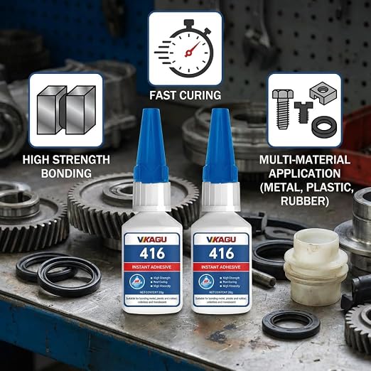 416 Super Bonder Instant Adhesive Clear for High Temp & Vibration 20g Suitable for Metal Plastic and Rubber 2 Pack