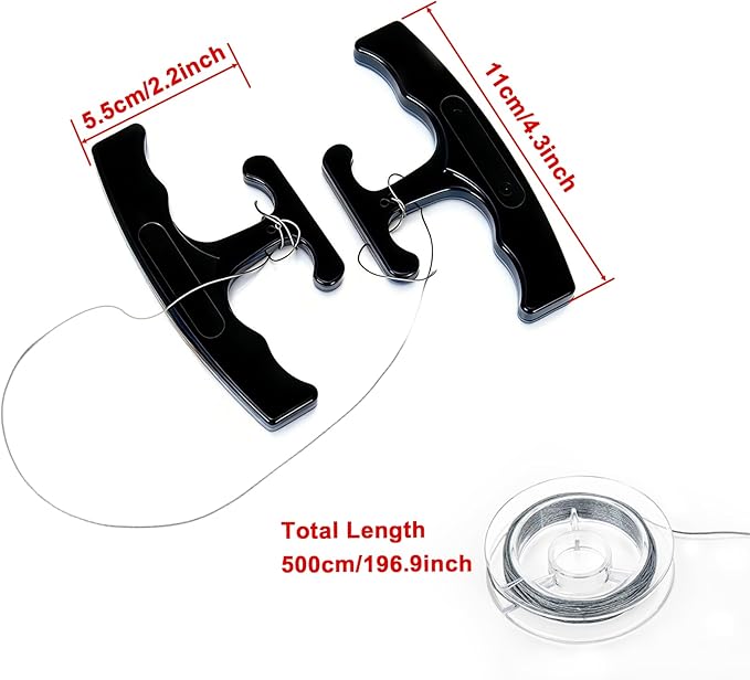PSLER Black Car Emblem Removal Tool, Plate Line Badge Remover - 1 Pair Kit with 5M High-Strength PE Cable for Vehicle Decal, Vinyl Wrap and Window Tint Installation