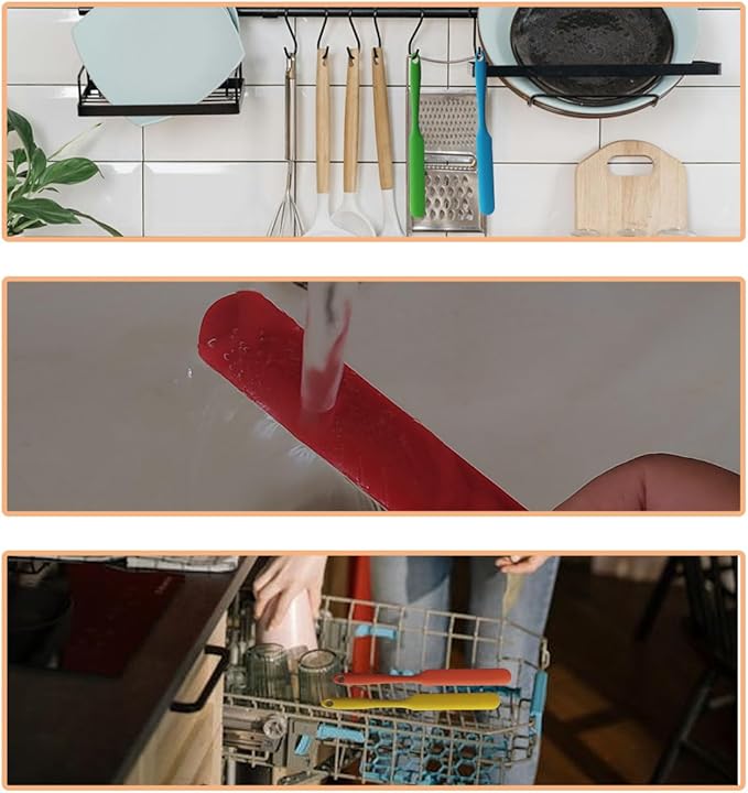 5-Pack 9.69 Inch Silicone Spatula Set, Heat Resistant Jar Scrapers with Long Handles, Non-Stick Butter Spreaders for Cake Frosting, Jam, Kitchen, Bakery, Mixing Bowl, Dishwasher Safe