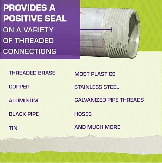 Venom Pro-Grade Pipe Thread Sealant, Soft-Set, High Viscosity, Low Odor, for All Piping Types, 16 fl. oz. Bottle with Brush Cap, Ideal for Gas, Water, Oil, Extreme Temps, 10,000 PSI Liquids