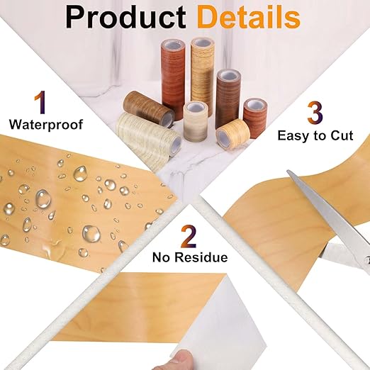 PATIKIL Wood Grain Tape 2" x 32 ft, Self-Adhesive Wood Texture Repair Tape Realistic Wooden Effect Patch for Furniture Cabinets Floor Walls, Cherry