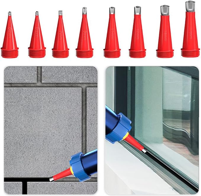 27 Pcs Caulking Finisher Kit, Reusable Caulking Nozzle Coating 15 Caulking Nozzle Applicators Caulking Tool Kit with 8 Connector Caulking Guns and 4 Grout Scraper for Bathroom Doors Windows