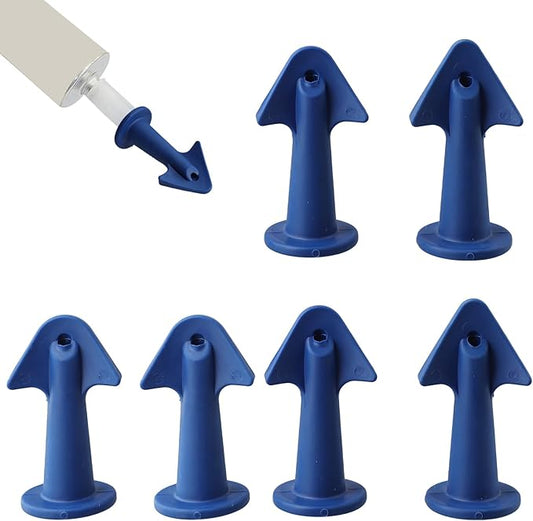 Caulking Tips 6pcs Caulk Gun Tips Blue Silicone Sealant Nozzles Kit, Multi-Functional Silicone Sealant Nozzle for Finishing Grouting and Tile Joints(6.5R,10R,13R)