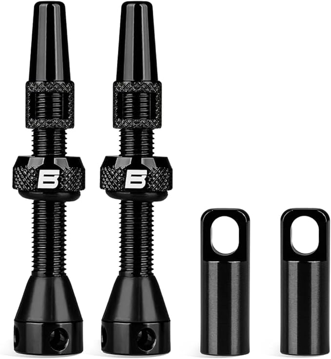 BWSHLF Tubeless Presta Valve Stem 40/44/55/60/65/80/100 mm, Super Light Alloy Presta Valve Stem Kit with Valve Core Remover Tool and Valve Stem Caps - Multiple Color and Size Options(Pair)