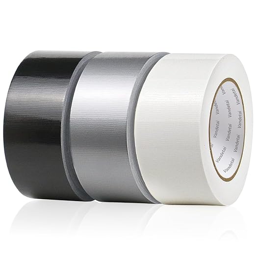 Duct Tape Heavy Duty Waterproof, Strong Adhesive Silver Duct Tape Bulk for Indoor Outdoor Repairs, DIY Work, Tear by Hand (Black + Silver + White 3 Pack, 2 Inch x 33 Yards Total)