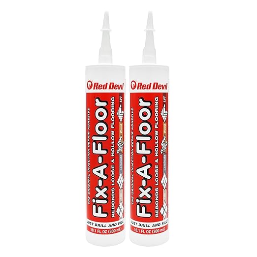 The Original Fix-A-Floor Loose Tile Repair Adhesive - Tile, Porcelain, Ceramic, Marble, Stone & Wood. Custom Tip for All Grout Sizes - Pack of 2 *for Best Results Use The Proven Power of a Caulk Gun*