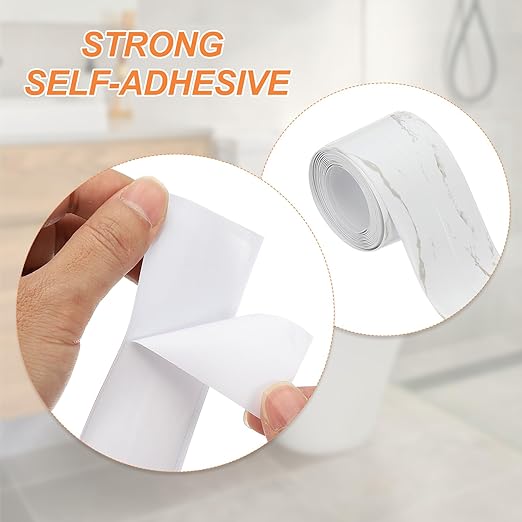 PATIKIL Caulk Tape Waterproof Self Adhesive, PVC Toilet Caulking Sealant Strip Bathtub Caulk Sealing Strip Tape for Bathroom Kitchen Countertop, Marble Pattern (1.5 Inch x 5 Ft)