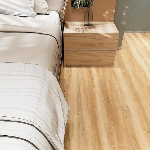 Wood Grain Peel and Stick Floor Tiles – 11.8” Width, Full Roll Length of 118" – Versatile Design for Any Space, Yellow Self Adhesive Vinyl Flooring, Waterproof and Non-Slip Features