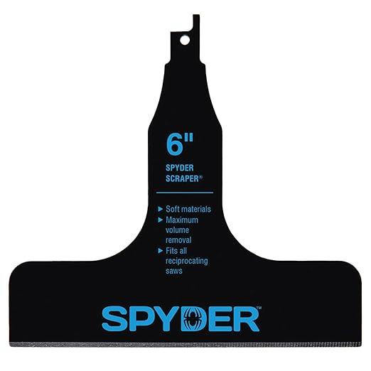 Spyder 6-Inch Scraper Blade Attachment for Reciprocating Saws, for Removing Rubber-Backed Carpet and Other Soft Materials Over Large Areas (00321)