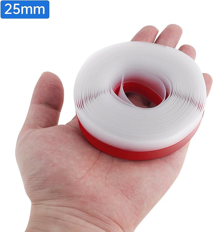 25mm Transparent Silicone Weather Stripping, 5M/16.4FT Upgraded Strong Adhesive Door Seal Strip for Doors, Windows & Shower Glass Gaps, Waterproof & Soundproof Red Backing Tape (Red, 25MM)