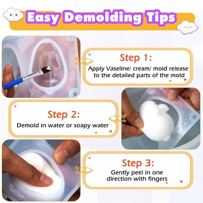 Taba Squishy Making Kit Gel+Bunny Silicone Mold+Flocking+Pigment