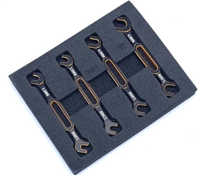 KingVal 4PCS Wrench 3.0/3.2/3.5/3.7/4.0/5.0/5.5/6.0mm Turnbuckle Nut Ball Joint Remover RC Universal Repair Tool Compatible with RC Car Boat RC Drone (Gold)