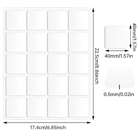 JANYUN 140 Pcs Double Sided Sticky Dots,40 mm Square Putty Sticky Tack | Clear Removable Tape,Waterproof Heavy Duty No Trace Adhesive Mounting Tape Square,for Crafts Decor Picture Hanging