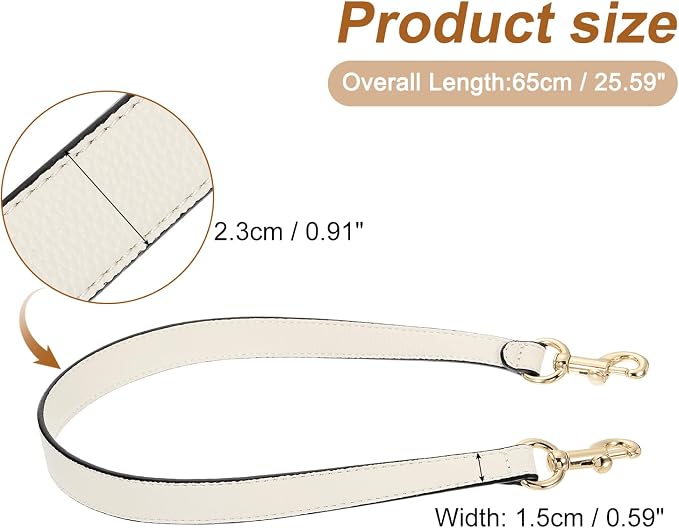 uxcell 25.59 Inch PU Leather Short Bag Strap with Clasp, Purse Handles Handbags Replacement Straps for Clutch Bag Underarm Bags, Beige, Gold Buckle