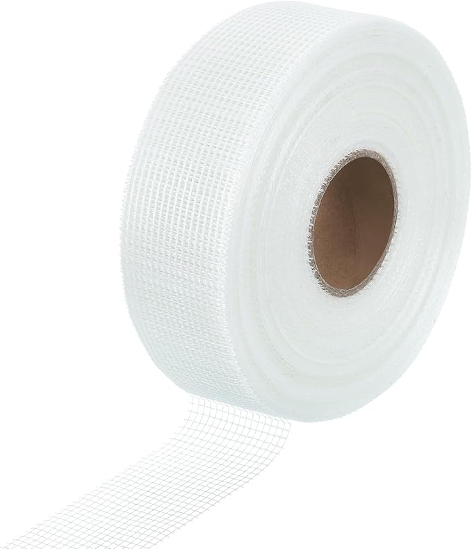 uxcell Drywall Joint Tape, 2" x 295Ft Self-Adhesive Fiberglass Cement Board Mesh Tape, Crack Patch Fabric for Wall Sheetrock Ceiling Crack Repairing Strengthening, White