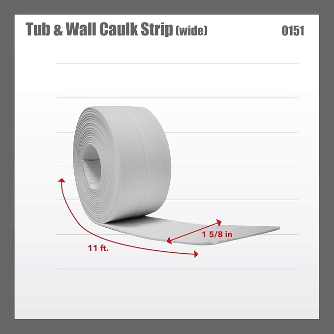 Red Devil 0151 (Wide) 1-5/8 in. x 11 ft. Tub & Wall Caulk Strip, 1-5/8" x 11', White