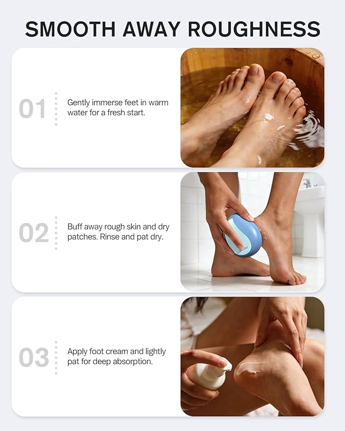 BEZOX Glass Foot File Callus Remover – Professional Foot Scrubber for Dead Skin & Cracked Heels – Premium Pedicure Tools for Travel with Protective Cover - Blue