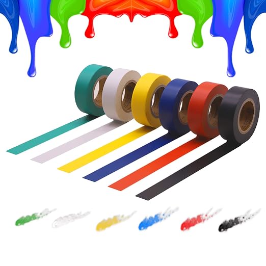 Electrical Tape Colors 6 Pack 0.7-Inch by 30 Feet, Voltage Level 600V Dustproof, Adhesive for General Home Vehicle Auto Car Power Circuit Wiring Multicolor | UL$CSA Certified