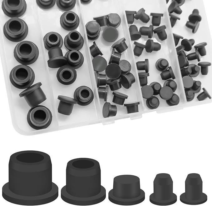 76 Pcs Rubber Stoppers in Five Hole Plug Sizes, Various Sizes of Round Hole Silicone Tool, Rubber Plugs for Round Holes, Silicone Plugs Suitable for Car Wiring Furniture