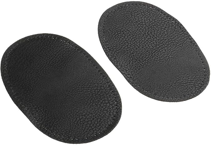 BeeSpring 2 Pieces Pu Leather Patch Sew on Patches Repir Elbow Knee for Clothes Clothing Accessories - Black