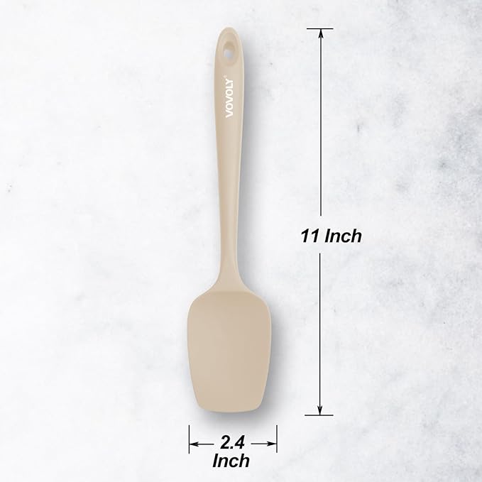 Silicone Spatula Set, High Heat Resistan Rubber Spoon Spatula, Non-Stick Spoonula with Seamless One Piece Design, Flexible Scrapers Baking Mixing Tool,3 Pack, Khaki