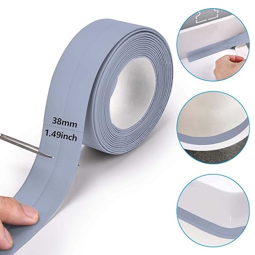 Bath & Kitchen Caulk Tape Sealant Strip,PVC Self Adhesive Tub and Wall Sealing Tape Caulk Sealer,Caulk Strip,sealant Tape,Shower Tile Sealer Adhesive sealant （Silver）