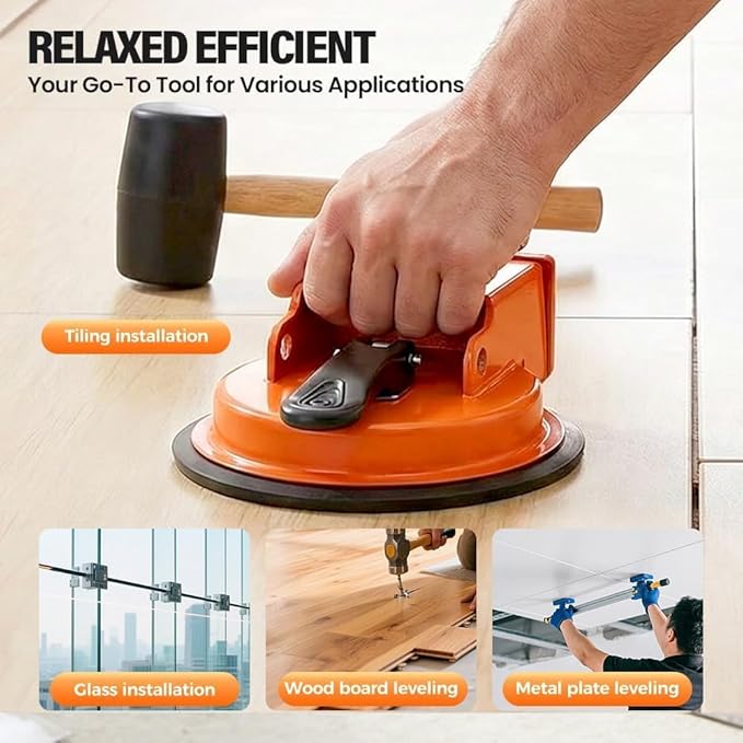 Floor Gap Fixer Tool, Carbon Steel Suction Cup Laminate Flooring Repair Tool for Wood/Vinyl Planks, Adjustable Height Seam Closer for 4.5+ Inch Wide Floors, Close Unsightly Seams
