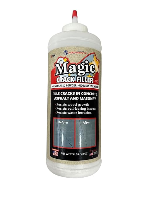 Magic Crack Filler 2.5LB Concrete Tan, for Filling in Concrete Cracks on Driveways, Walkways and Patios. Installs Easily Dry Granular No Mess and DIY (Tan, 1)