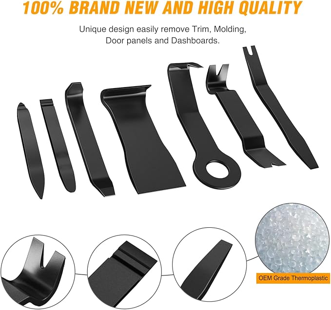 GOOACC 8PCS Auto Trim Scratch Removal Tool Car Audio Dash Panel Window Molding Fastener Remover Tool Kit-Black