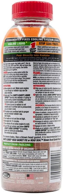 Bar's Leaks 1109-6PK Liquid Copper 'Block Seal' Intake and Radiator Stop Leak - 18 oz., (Pack of 6)