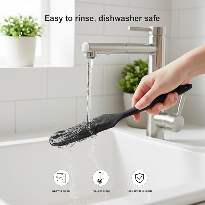 6 Pcs Silicone Jar Spatula Set, Long Handle Heat Resistant Skinny Spatulas for Jars & Bottles, Non-Stick Flexible Scrapers for Baking, Mixing, Jam, Cake Cream & Butter Spreading(6 colors）