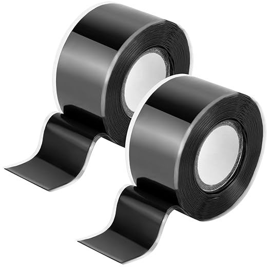 QWORK Self-Fusing Silicone Tape - Leak Repair and Anti-Skid, 1 Inch x 10 Feet Each, 2 Rolls High Friction Handle Tape, -76°F to 500°F