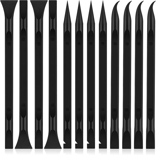 12 Pcs Carbon Fiber Plastic Scraper Tools, Multi-Purpose Pen-Shaped Label Sticker Remover, Narrow Crevice Cleaning Kit for Auto Detailing, Kitchen Gaps, Stain, Grease & Dirt Removal