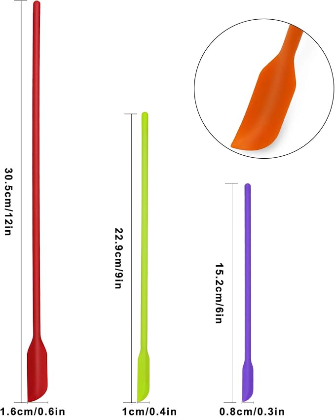 4pcs Mini Silicone Spatula Set, 3 Size Makeup Spatula Small Rubber Spatula for Thin Jar Skinny Openings Bottles, Tiny Scraper for Kitchen and Cosmetic, Multipurpose Scraping Mixing Tools (Mix colors)