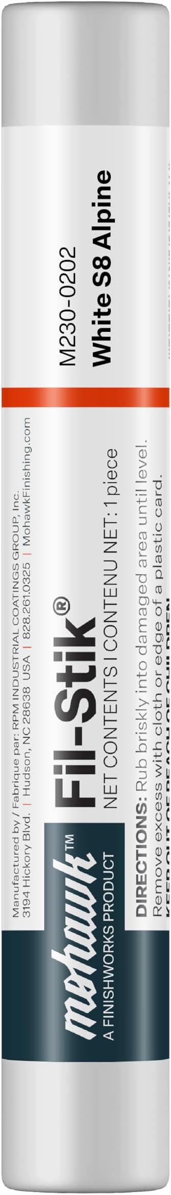 Mohawk Fil-Stik, Wax Putty Stick for Wood Repair, White S8 Alpine, M230-0202, 1 Count