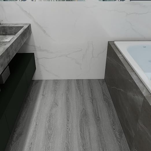 Wood Grain Peel and Stick Floor Tiles – 11.8” Width, Full Roll Length of 394" – Versatile Design for Any Space, Ashline Rustic Self Adhesive Vinyl Flooring, Waterproof and Non-Slip Features