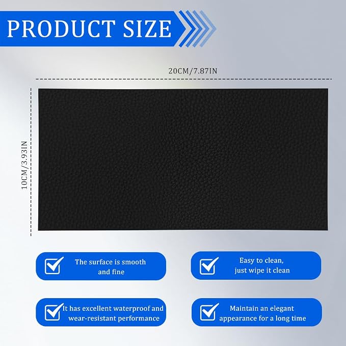2PCS Leather Repair Patch Tape, Leather Repair Kits for Couches and Cars, Vinyl Repairs Patch, Car Waterproof Self Adhesive Leather Tape Repair Kit for Furniture Couches Chairs (Black)